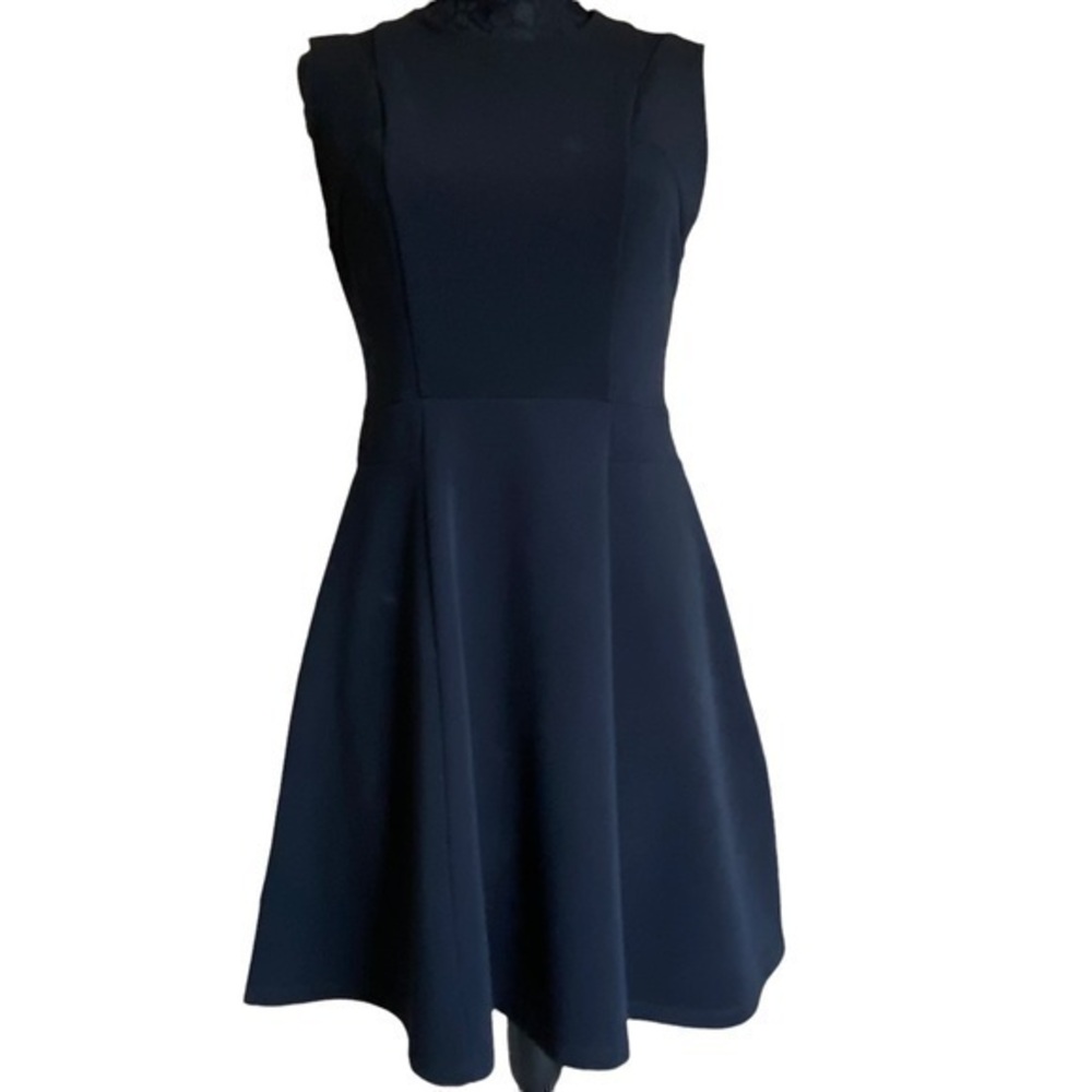Massimo Black Stretchy Fit Flare Scoop Neck Ribbed Sleeveless Dress NWOT